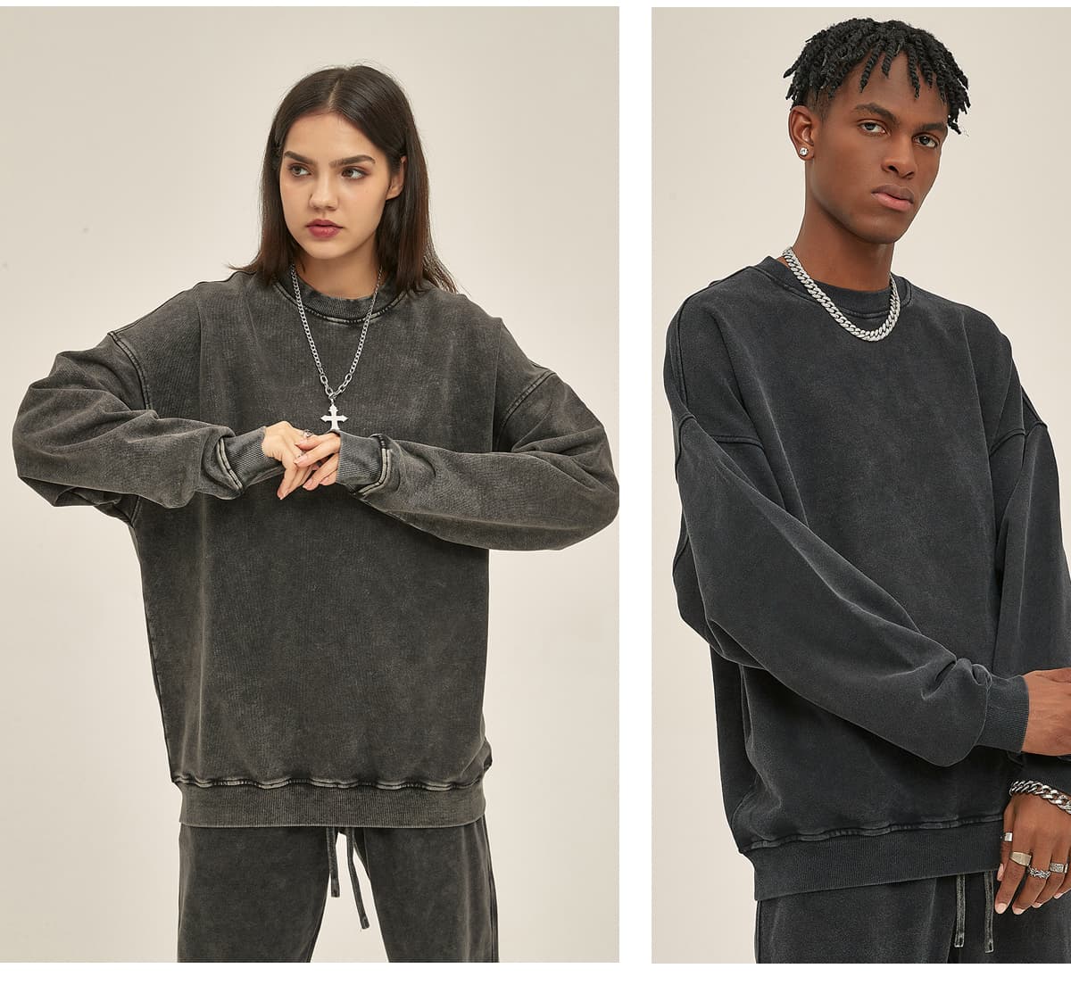 Cotton Terry 420Gsm Oversized Snow Wash Sweatshirt – detail 12