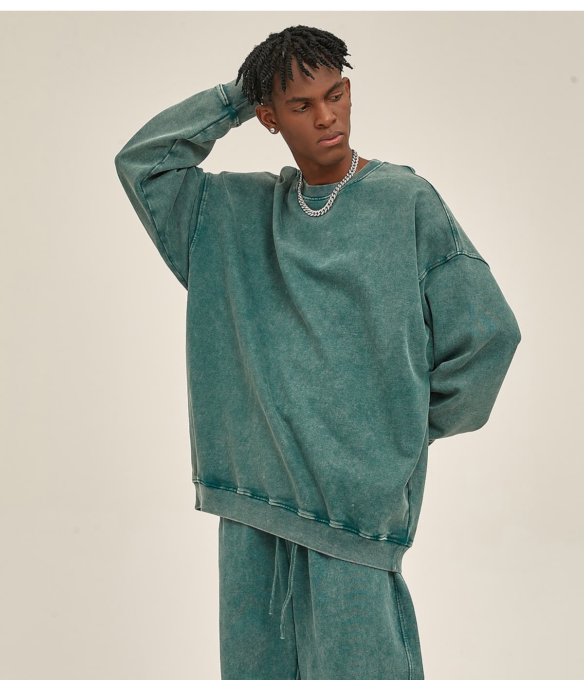 Cotton Terry 420Gsm Oversized Snow Wash Sweatshirt – detail 14