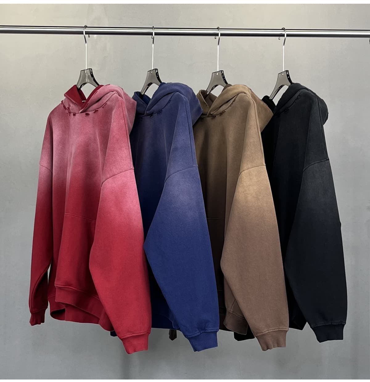 Thick Terry 450Gsm Vintage Wash Distressed Hoodie – detail 8