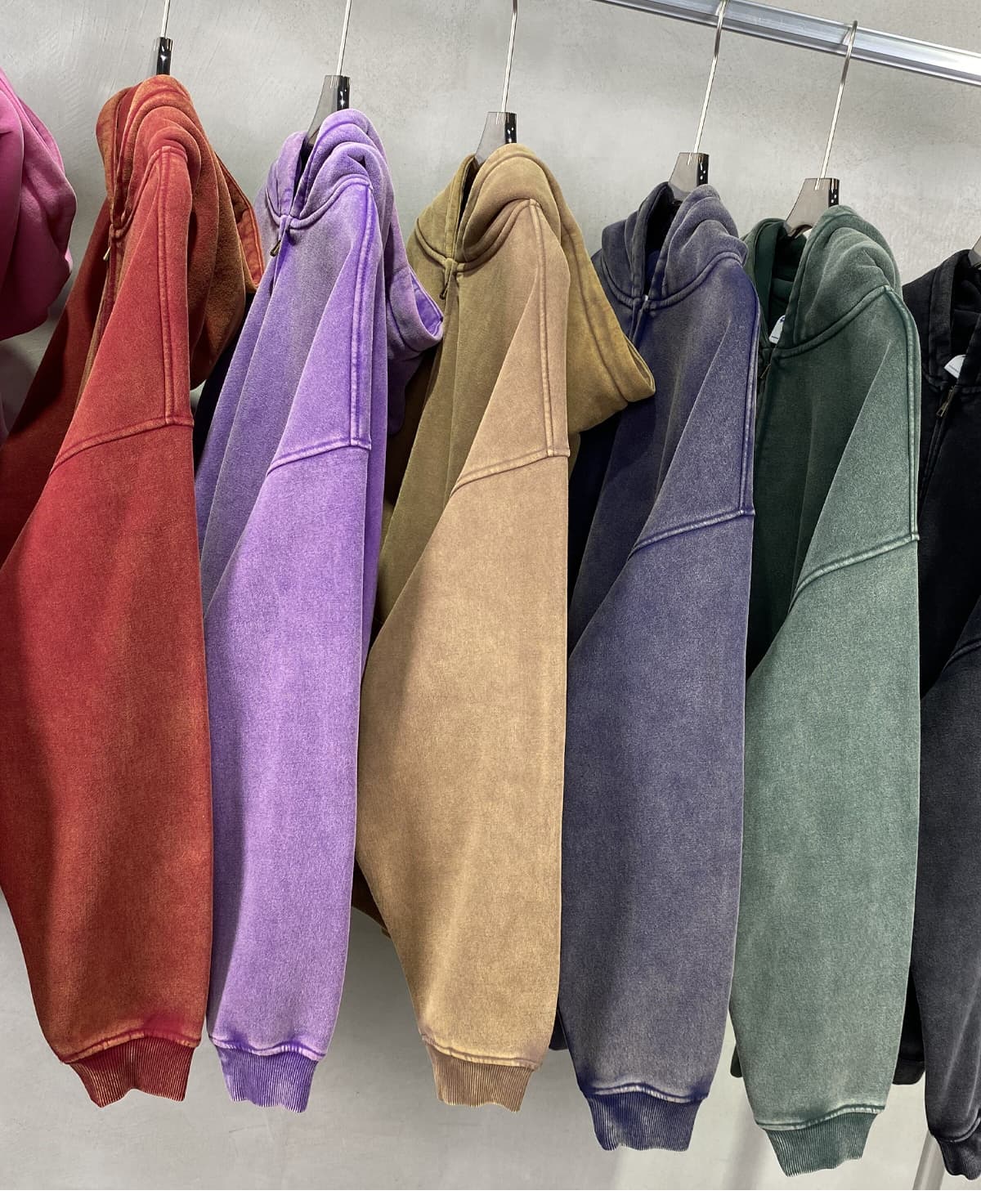 Fleece 360gsm Vintage Wash Doubler Side Zipper Hoodie – detail 9