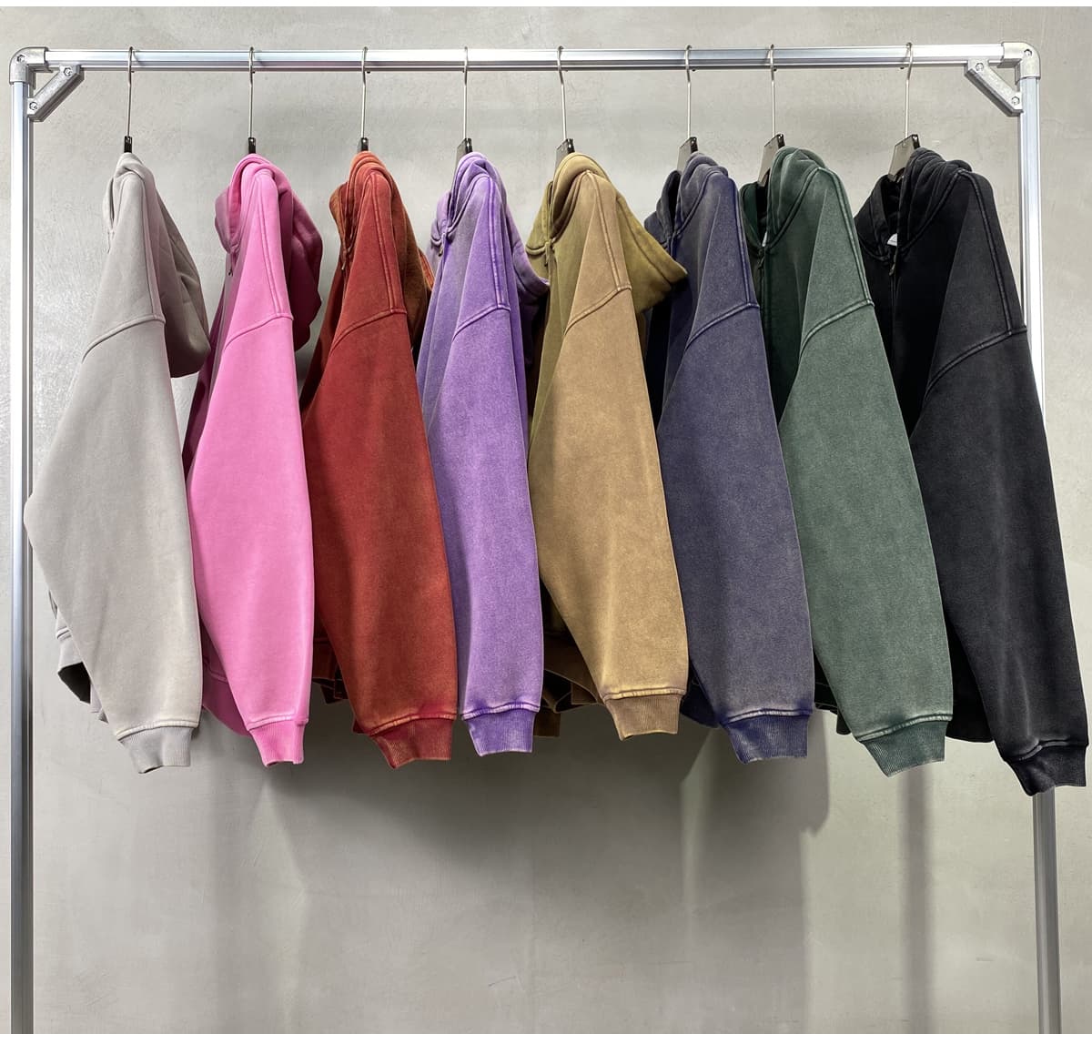 Fleece 360gsm Vintage Wash Doubler Side Zipper Hoodie – detail 8