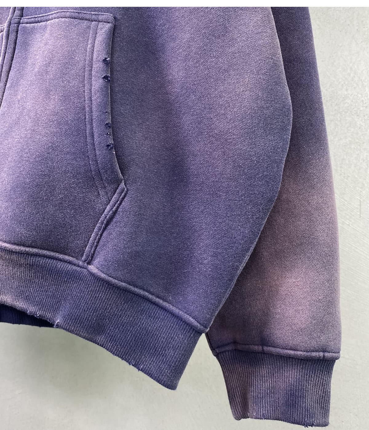 Fleece 360gsm Wash Distressed Zip-up Hoodie – detail 11