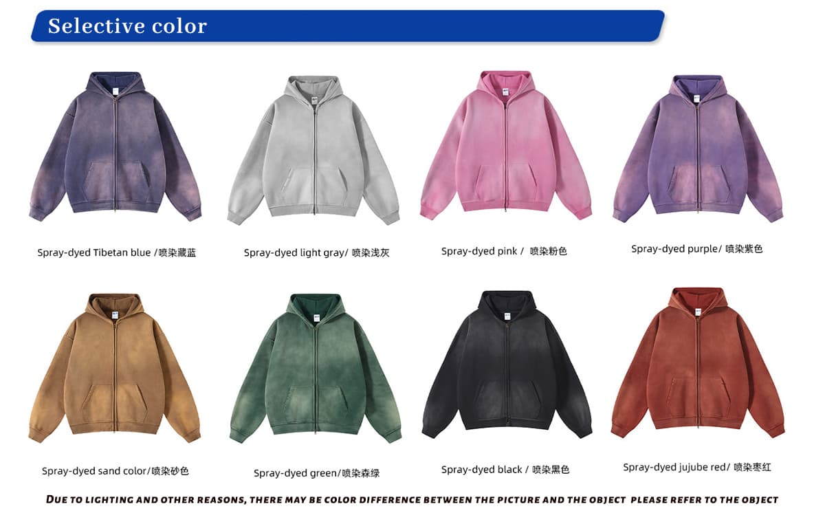 Fleece 360gsm Wash Distressed Zip-up Hoodie – detail 2