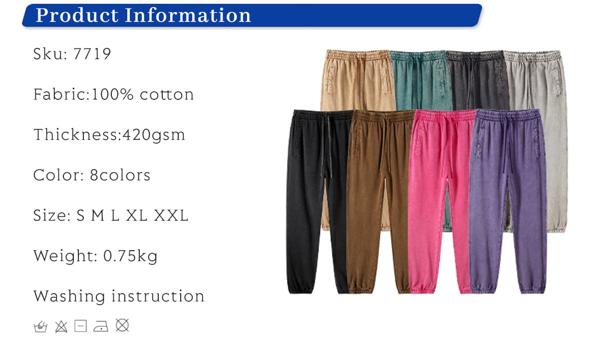 Cotton Terry 420Gsm Snow Wash Sweatpants – detail 1