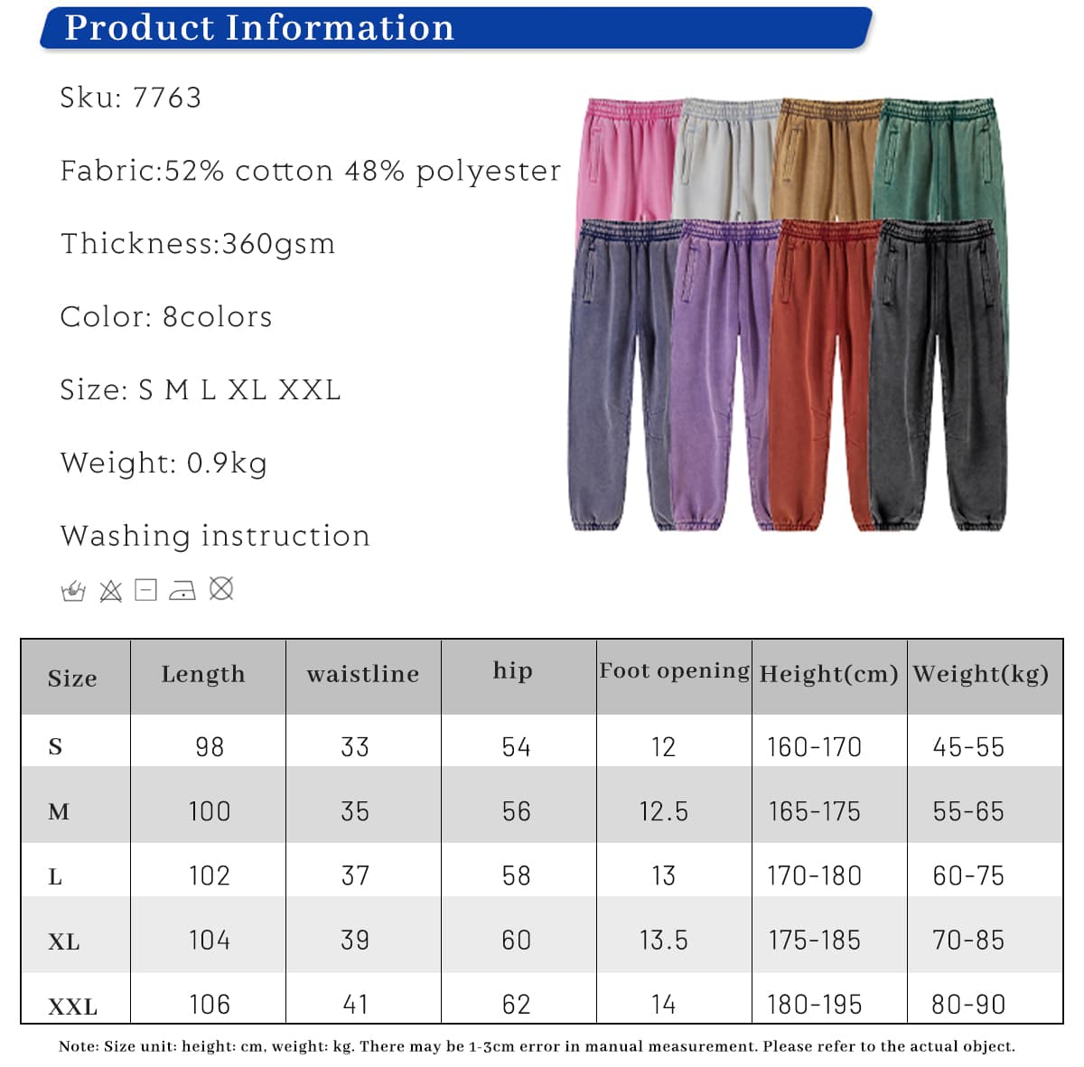 Thick 360Gsm Fleece Vintage Wash Sweatpants – detail 1