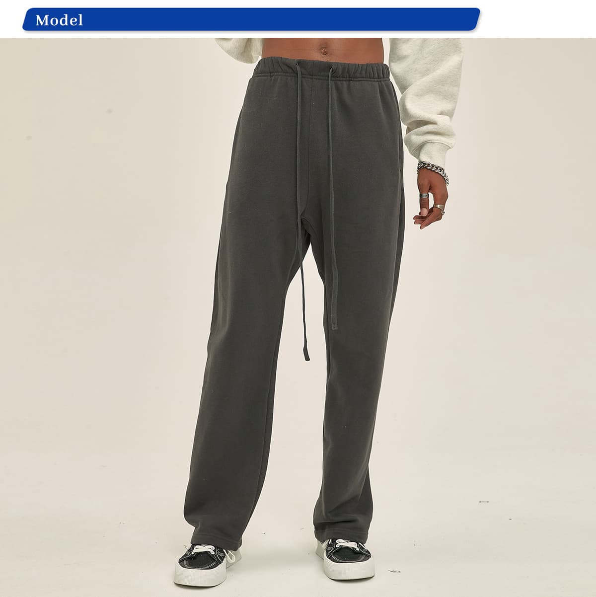 Brushed Fleece 365Gsm Solid wide-leg sweatpants – detail 8