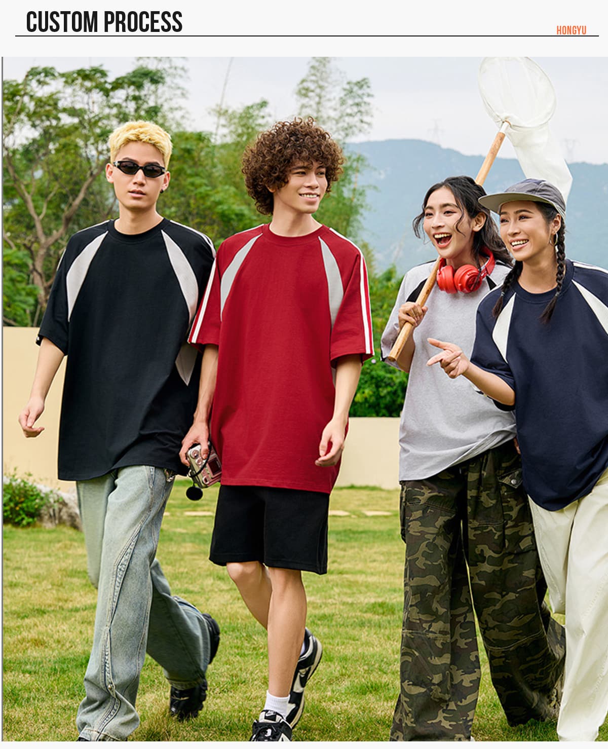 Cotton 240gsm Patchwork Reglan Sleeve T-shirt – detail 8