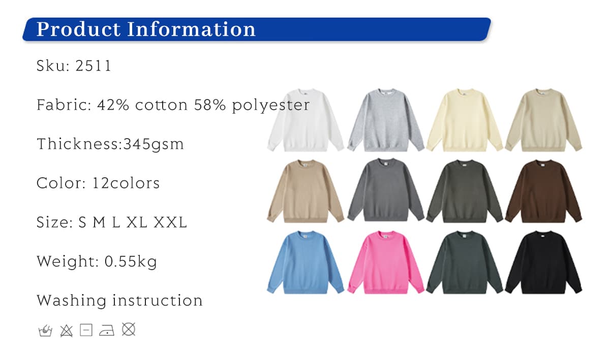 Thick Fleece 345Gsm Oversized Plain Sweatshirt – detail 1