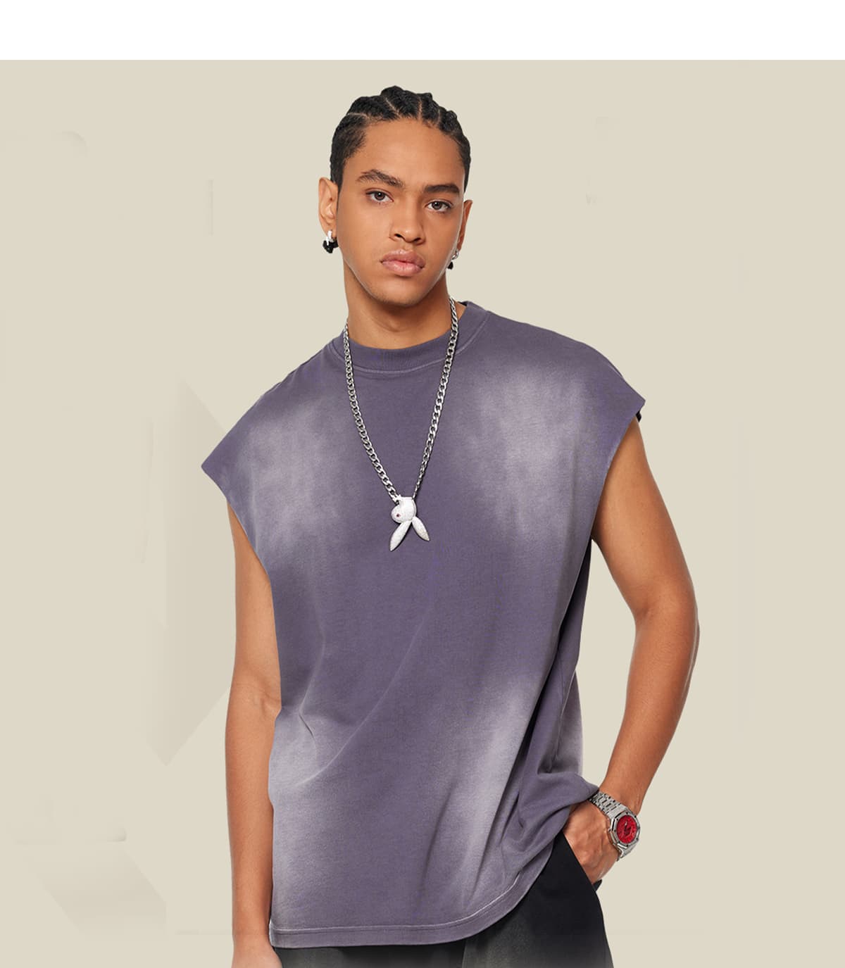 Cotton 310GSM Gradual Wash Vintage Vest – detail 9