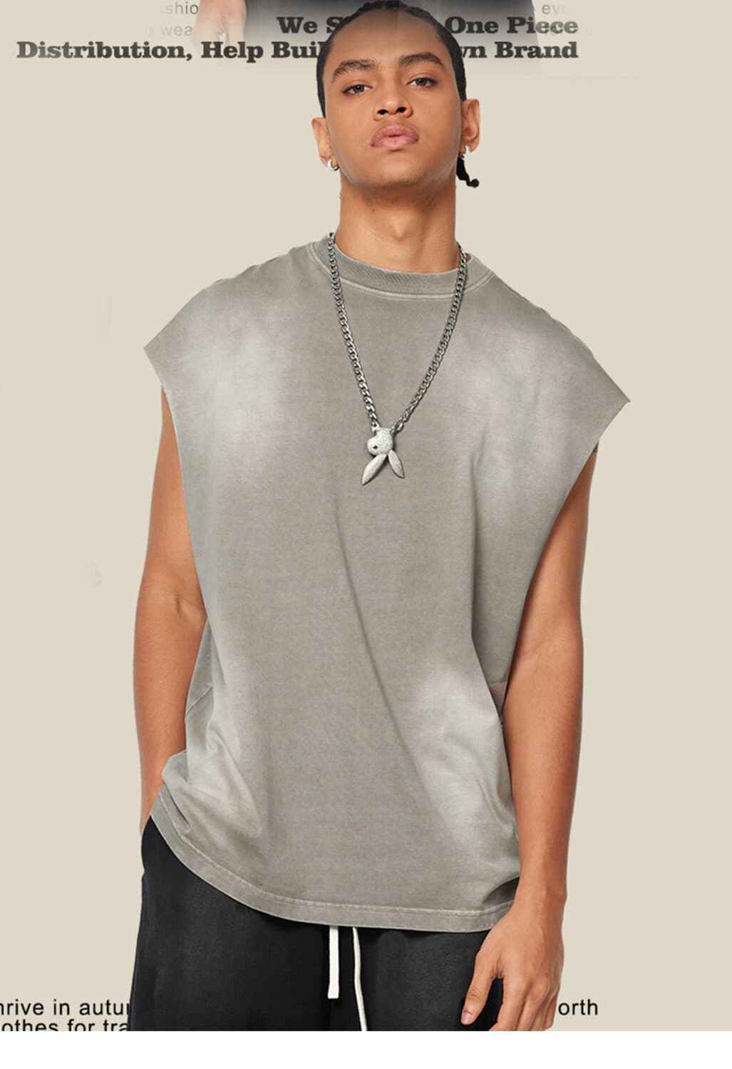 Cotton 310GSM Gradual Wash Vintage Vest – detail 10