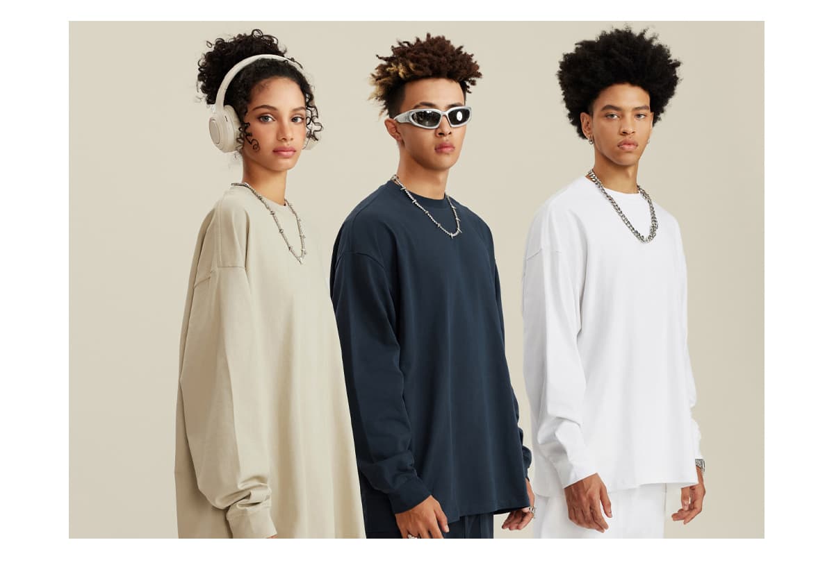 Cotton Long Sleeve 305Gsm solid Oversized T-shirt – detail 7