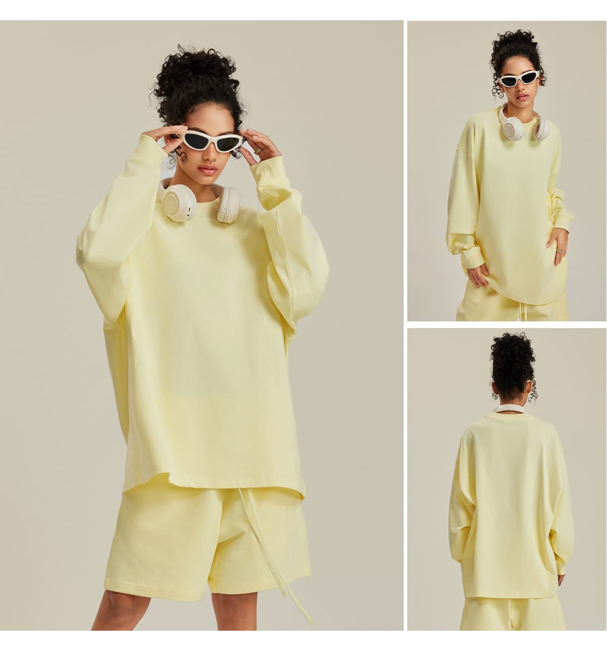 Cotton Long Sleeve 305Gsm solid Oversized T-shirt – detail 9