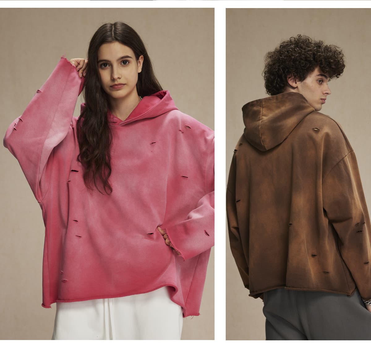 Terry 450Gsm Oversized Distressed Raw Edge Hoodie – detail 12