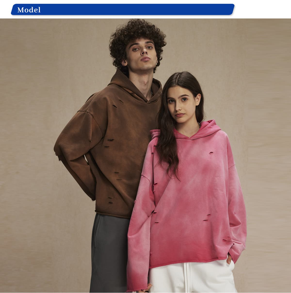 Terry 450Gsm Oversized Distressed Raw Edge Hoodie – detail 9