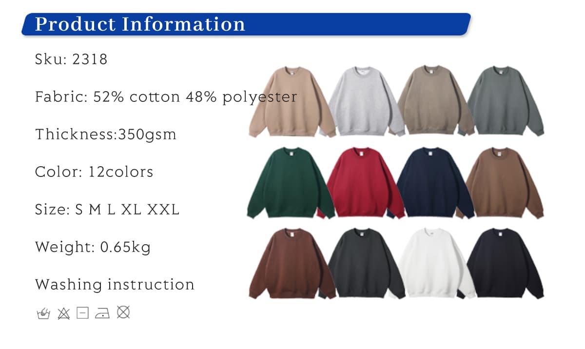 Oversized 350Gsm Cotton Fleece Sweatshirt – detail 1