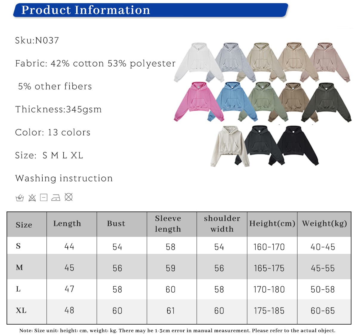 Heavy weight Fleece 345Gsm Cropped Hoodie – detail 1