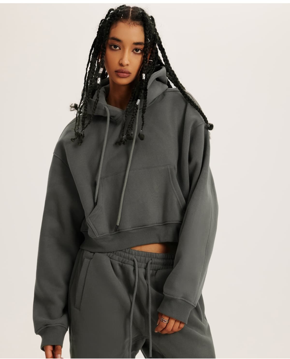 Heavy weight Fleece 345Gsm Cropped Hoodie – detail 13