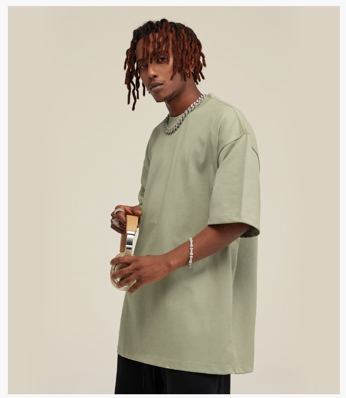Extra Thick 425GSM Drop Shoulder Oversize T Shirt – detail 10