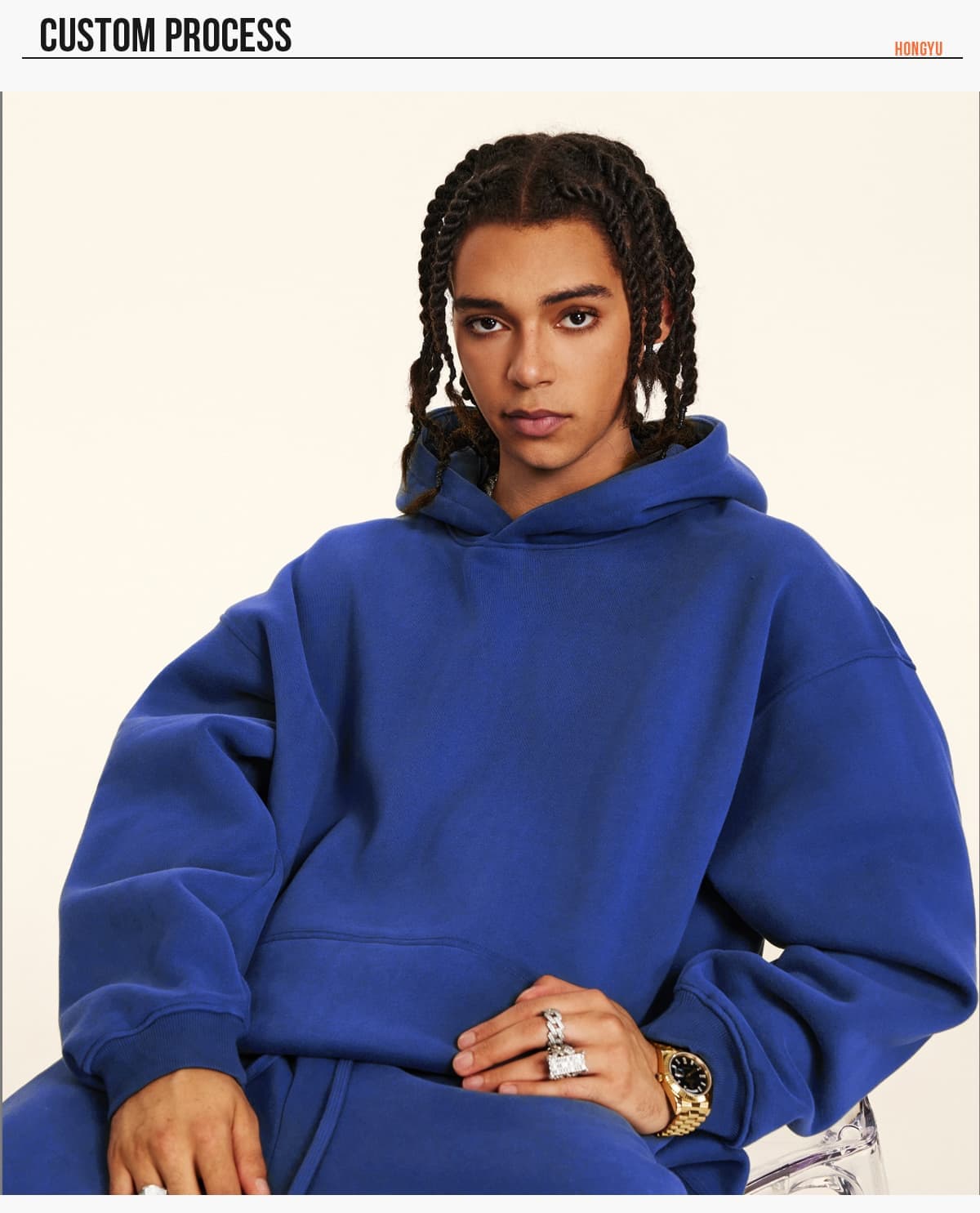 Oversized 345Gsm Fleece Basic Hoodie – detail 14