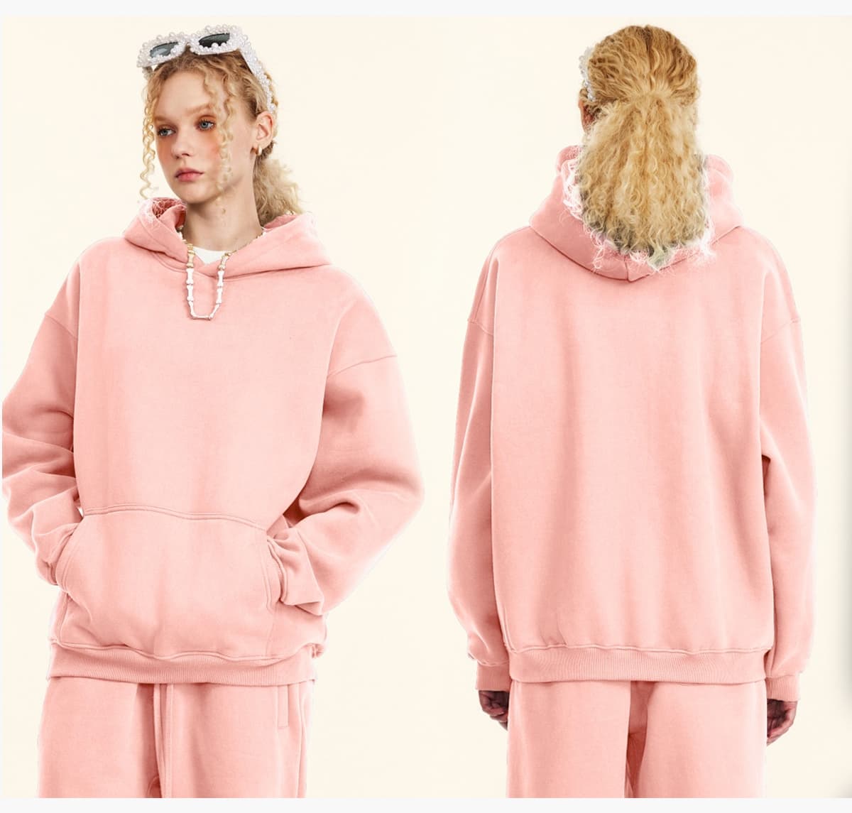 Oversized 345Gsm Fleece Basic Hoodie – detail 15