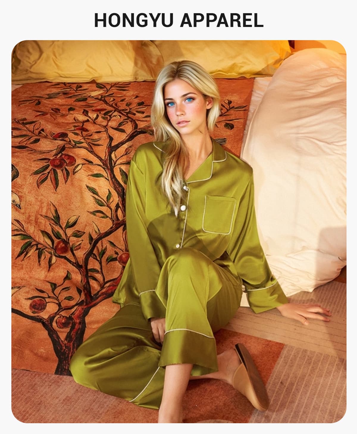Silk Elegant Long Sleeve Pajama Set – detail 1