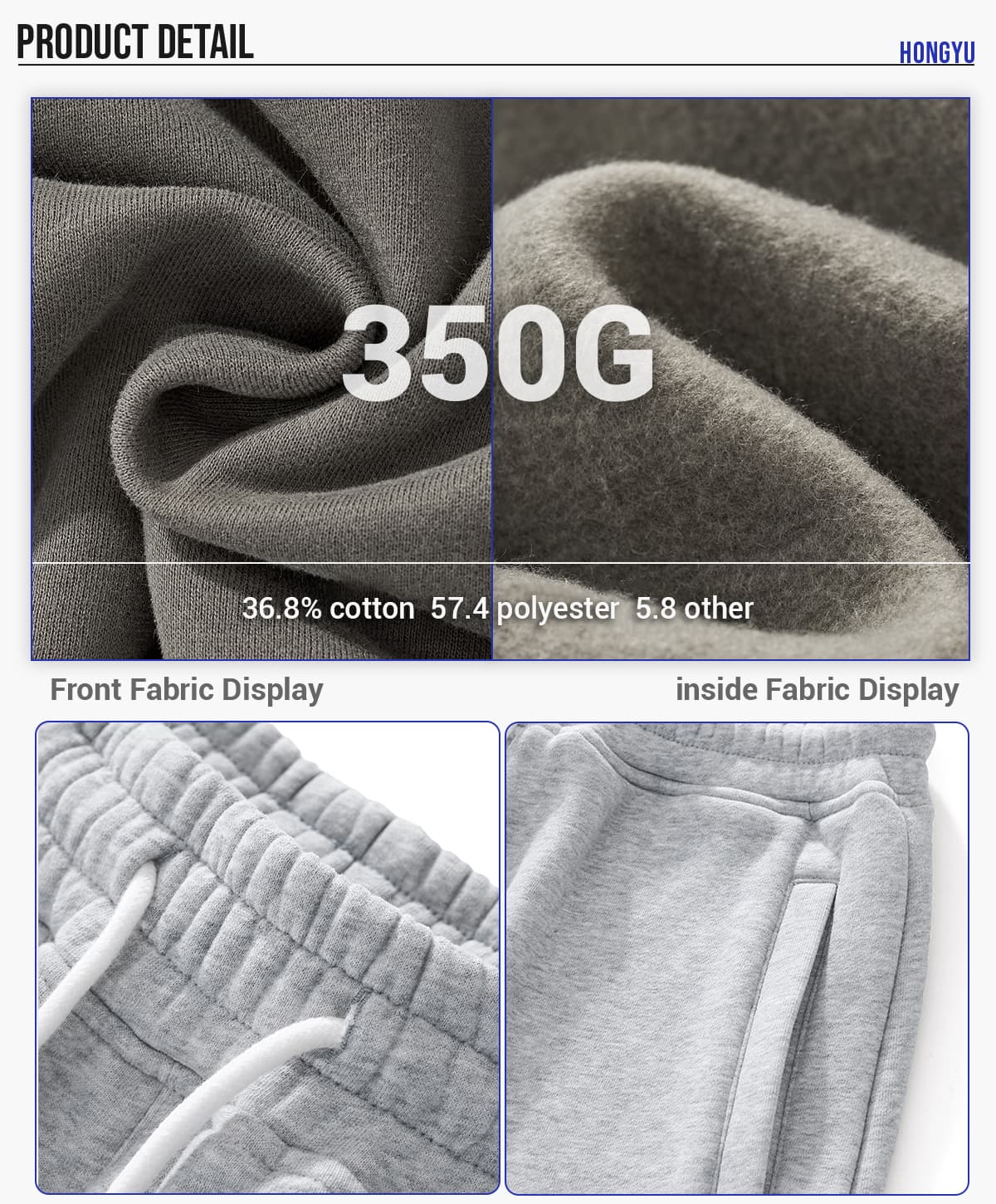 Winter Fleece 350Gsm Jogger String Sweatpants – detail 6