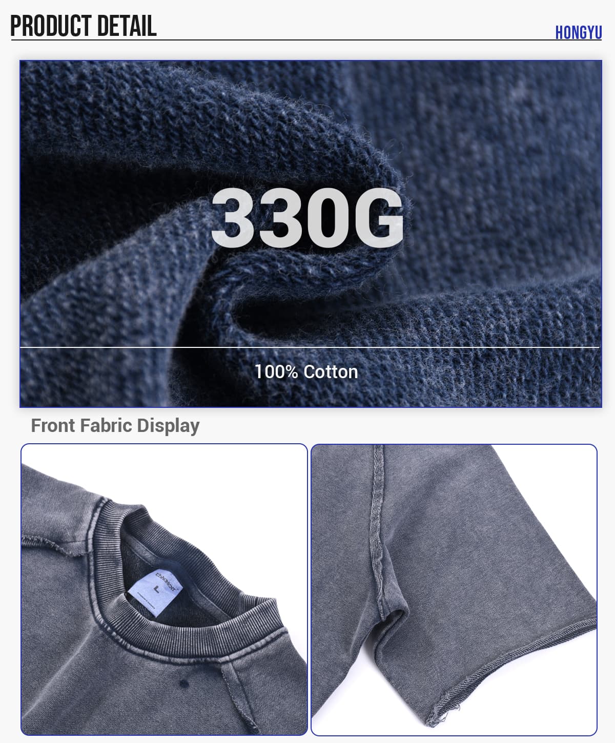 Terry 330GSM Acid Wash Distressed Raw Edge Reglan Sleeve T-Shirt – detail 5