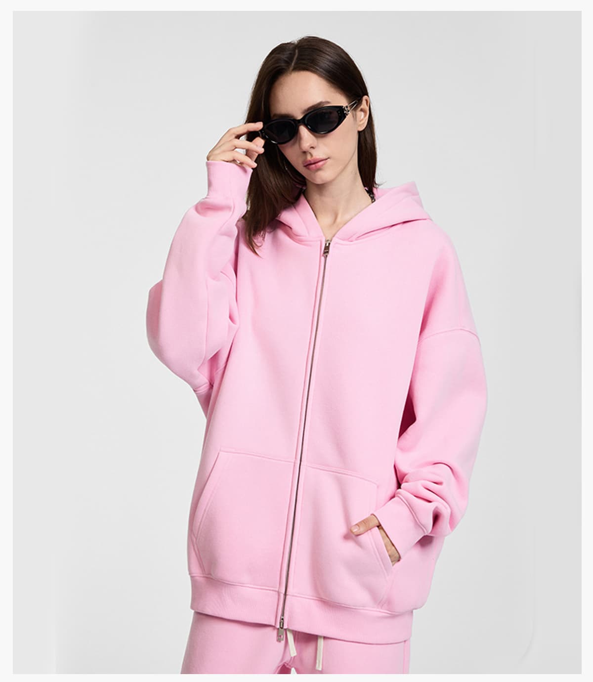 Fleece 350Gsm Oversized Zip-up Hoodie – detail 11