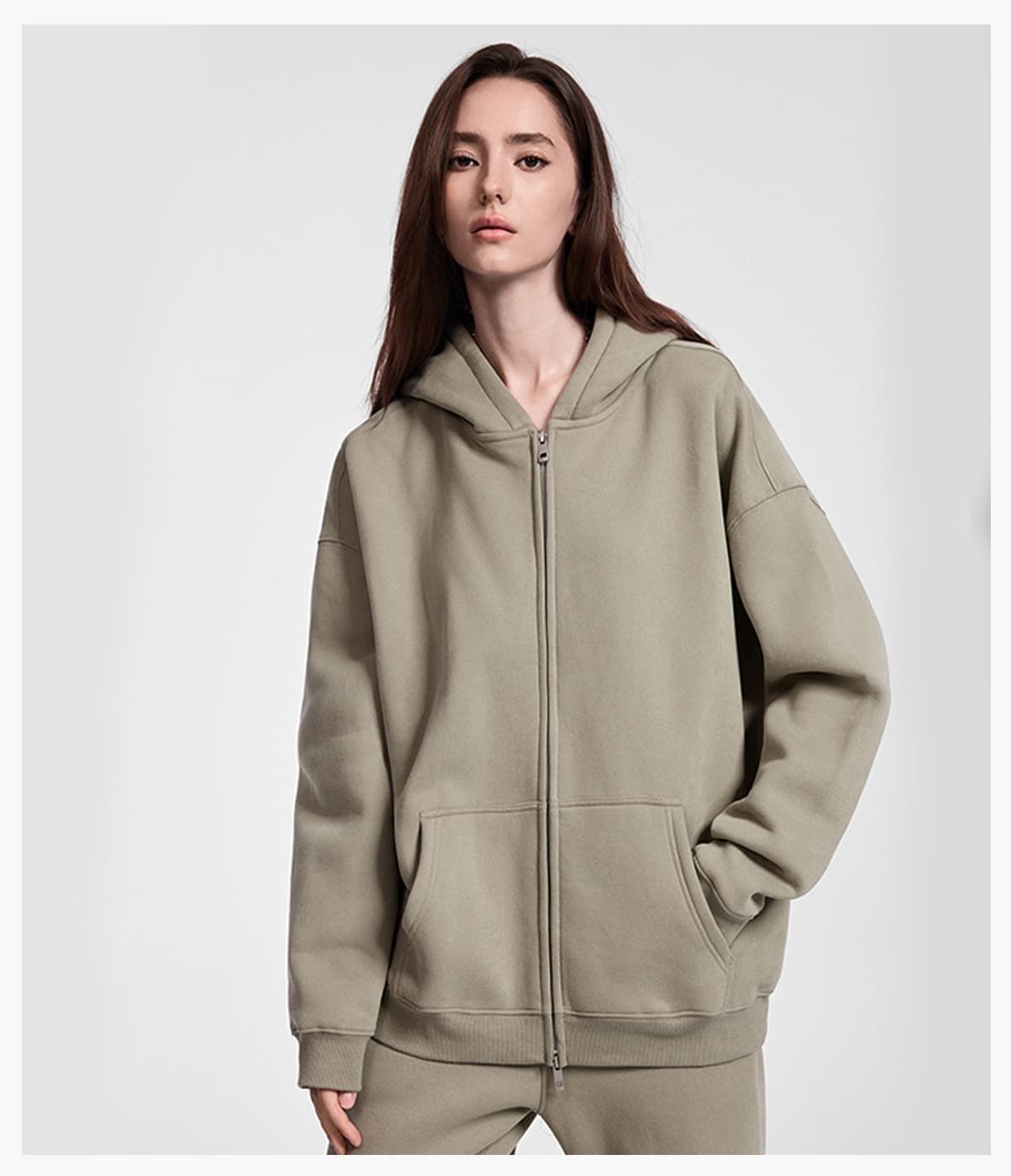 Fleece 350Gsm Oversized Zip-up Hoodie – detail 12