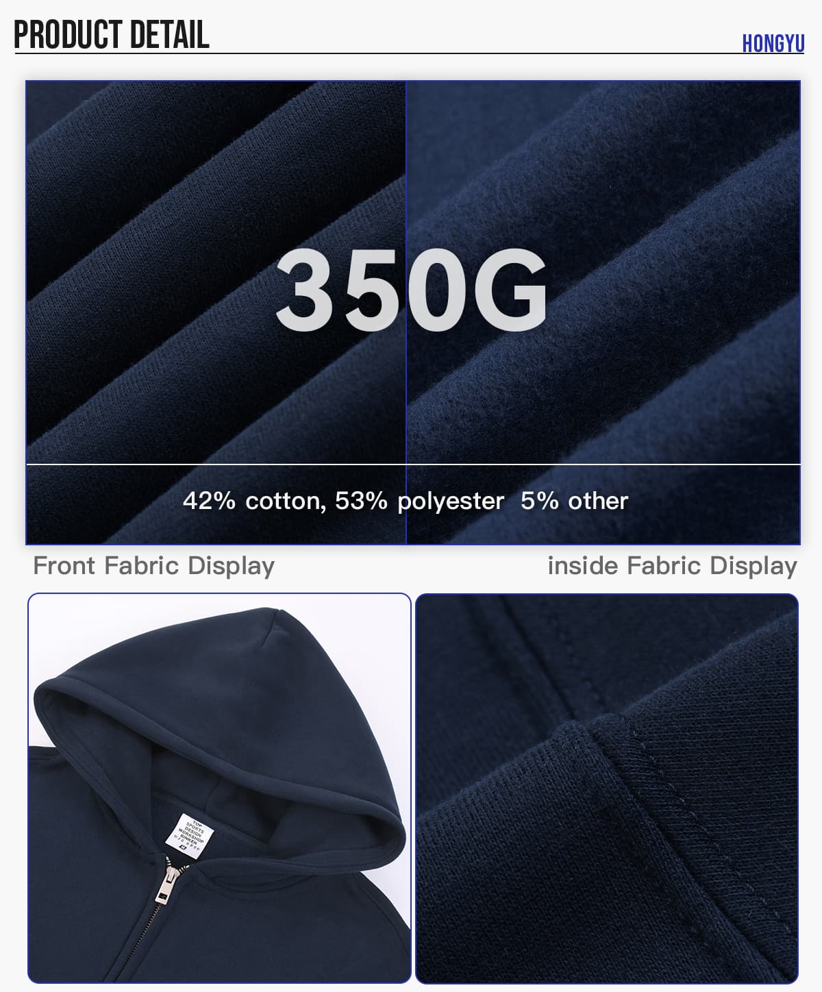 Fleece 350Gsm Oversized Zip-up Hoodie – detail 6