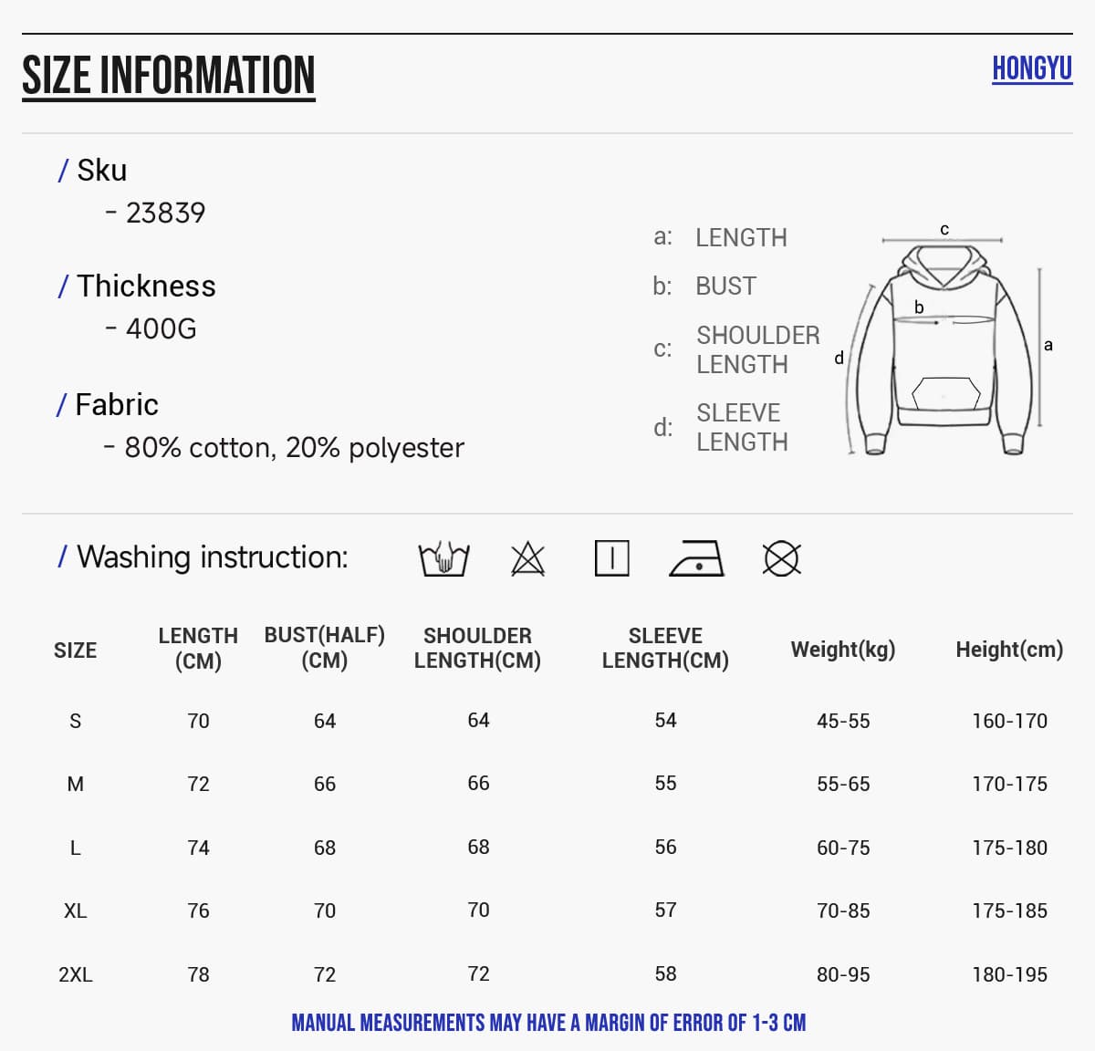 Heavy 400Gsm Terry Oversized Unisex Hoodie – detail 2