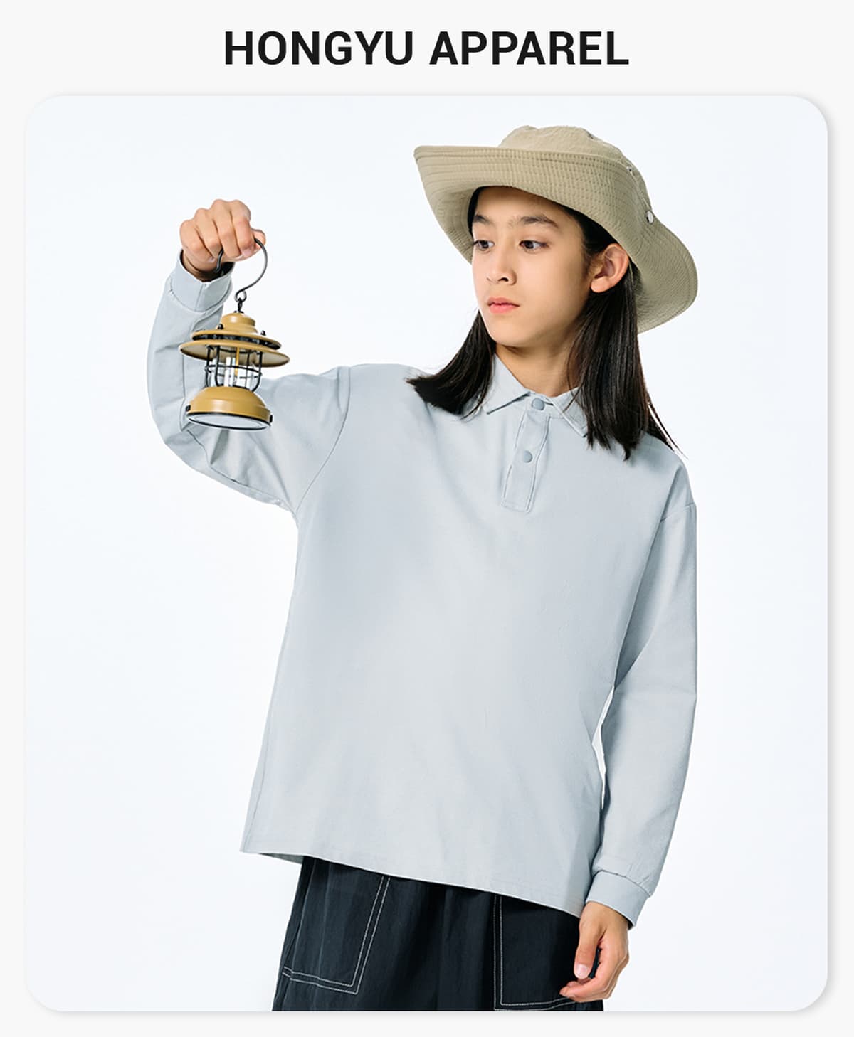 Kids’ Quick-Dry Lightweight Long Sleeve Polo – detail 1