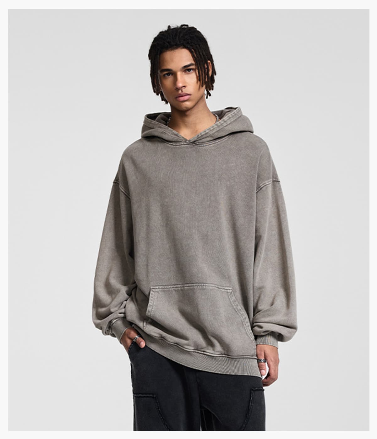 Thick 420Gsm Cotton Terry Acid Wash Hoodie – detail 10