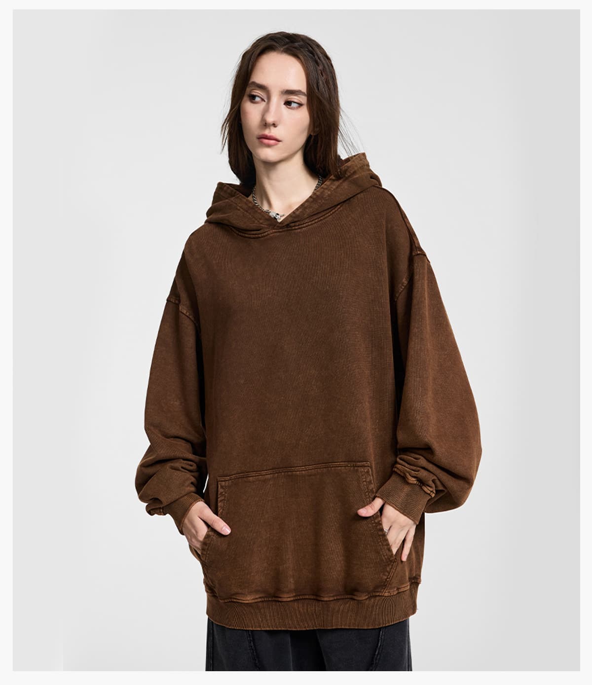 Thick 420Gsm Cotton Terry Acid Wash Hoodie – detail 11