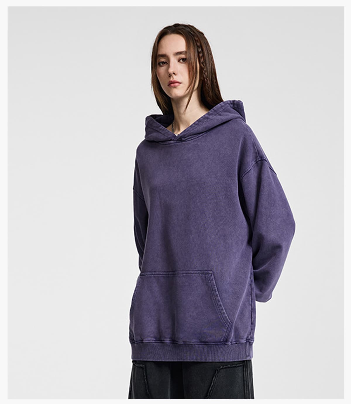 Thick 420Gsm Cotton Terry Acid Wash Hoodie – detail 9