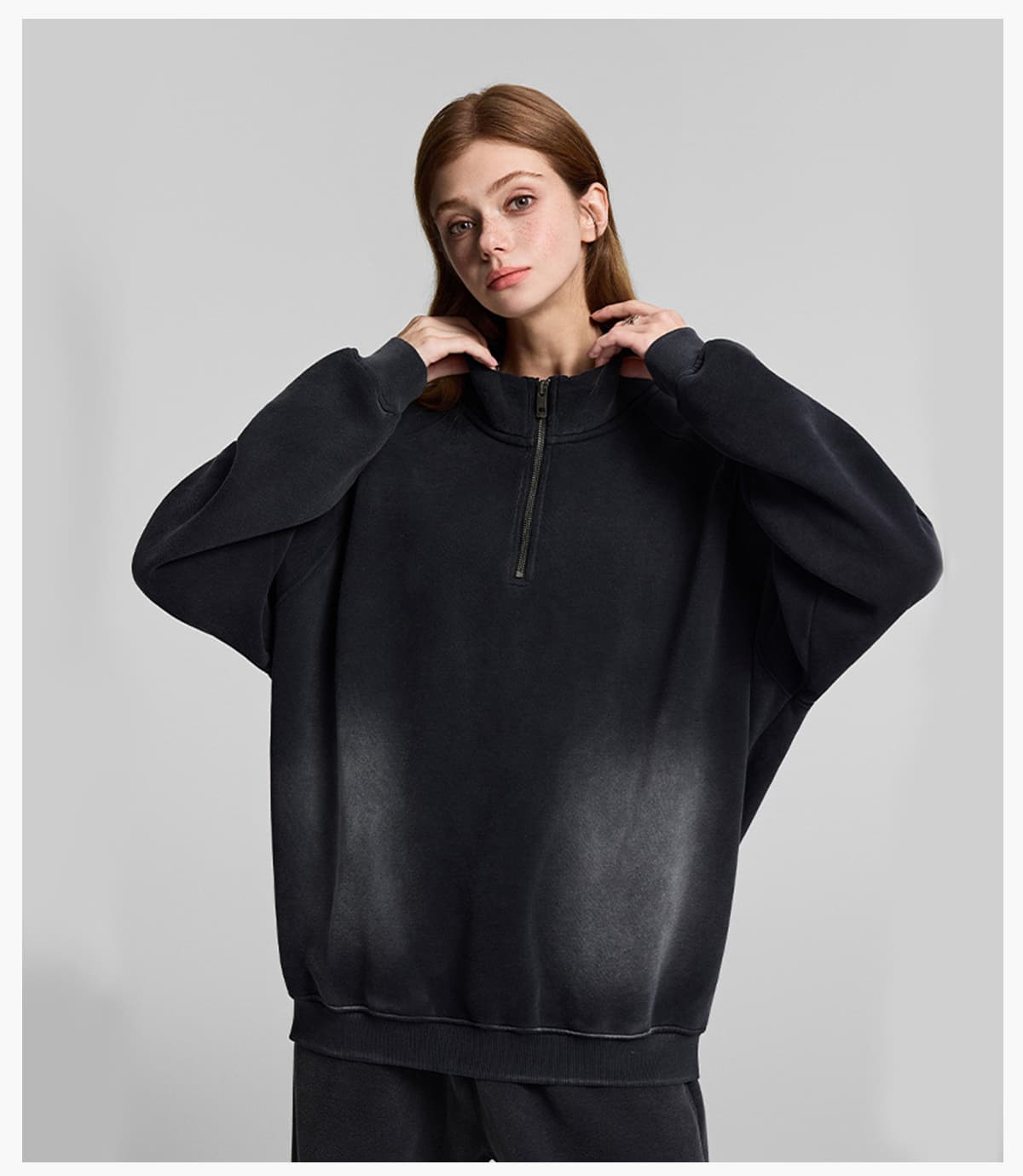 Fleece 365gsm Quater Zipper Spary Wash Sweatshirt – detail 10