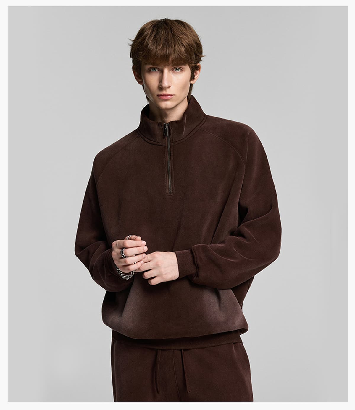 Fleece 365gsm Quater Zipper Spary Wash Sweatshirt – detail 12