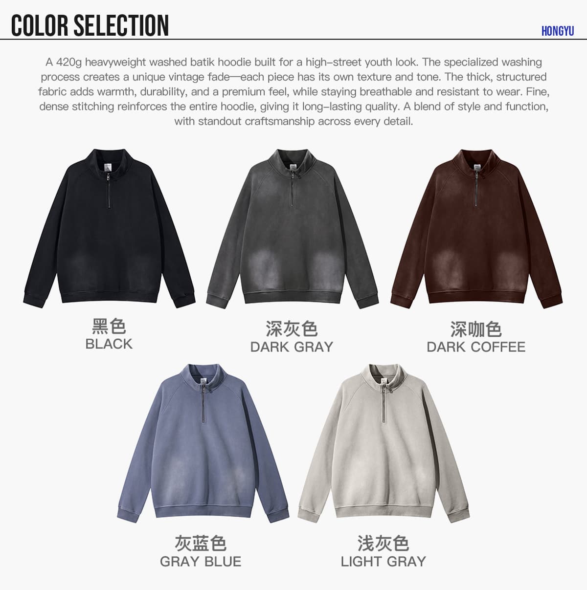 Fleece 365gsm Quater Zipper Spary Wash Sweatshirt – detail 3