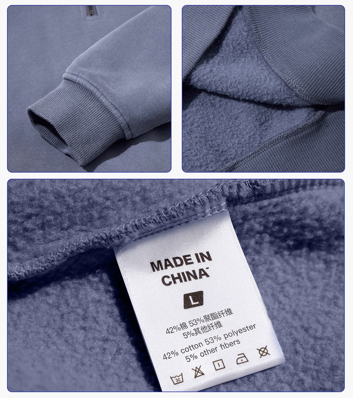 Fleece 365gsm Quater Zipper Spary Wash Sweatshirt – detail 6