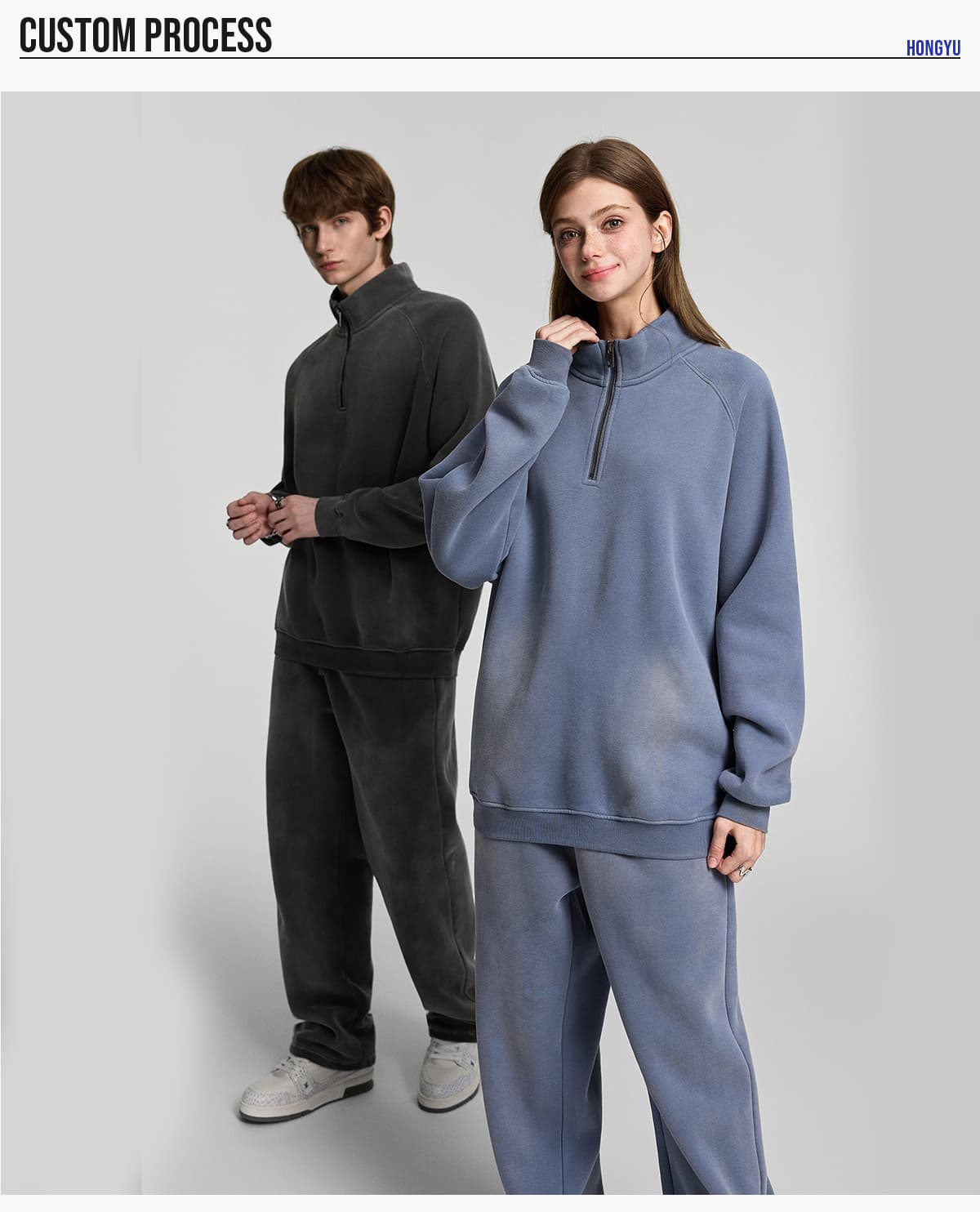 Fleece 365gsm Quater Zipper Spary Wash Sweatshirt – detail 8