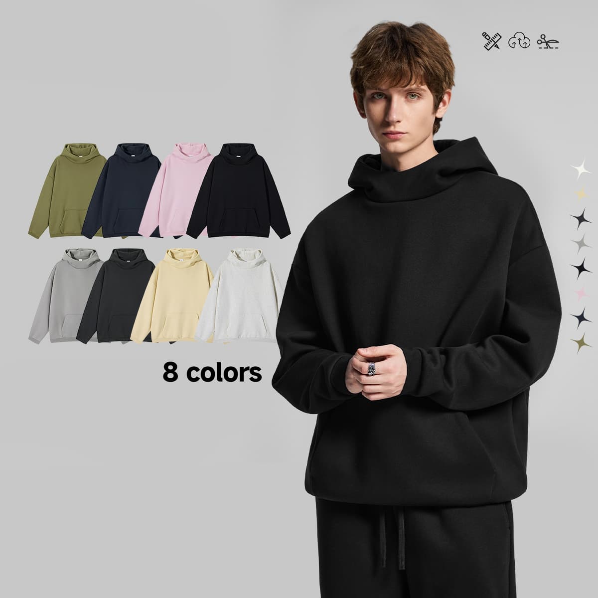 Oversized Polar Fleece 365gsm High-Neck Hoodie
