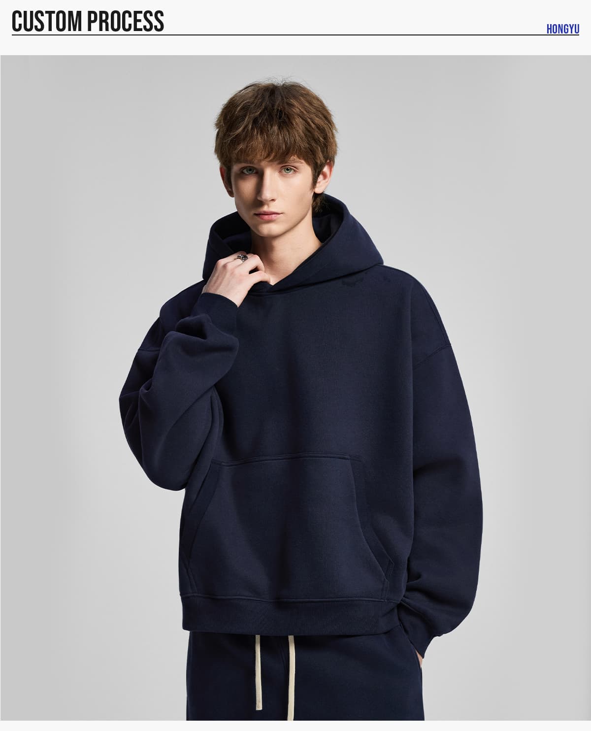 Heavy 345Gsm Fleece Oversized Boxy fit Hoodie – detail 8