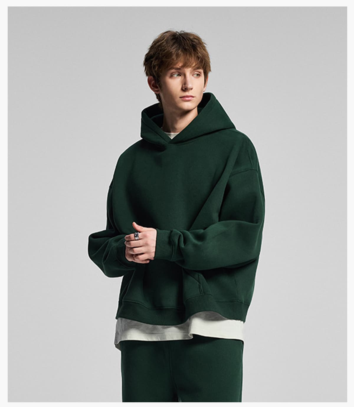 Heavy 345Gsm Fleece Oversized Boxy fit Hoodie – detail 9