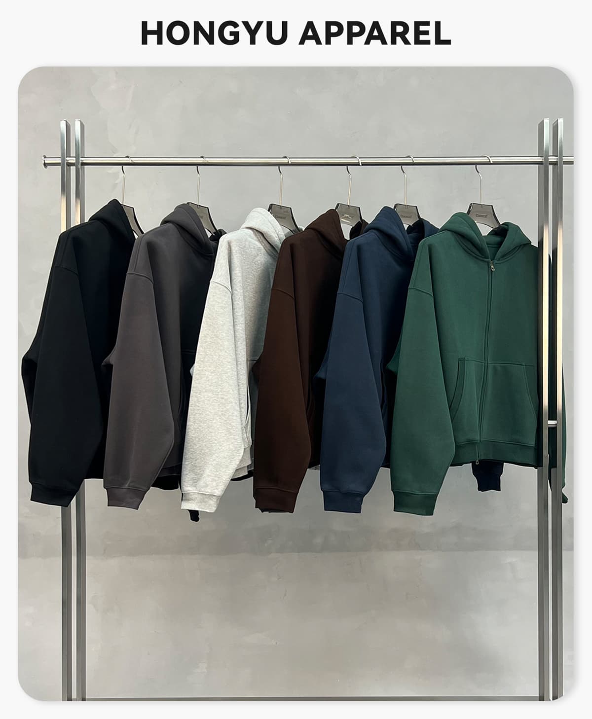 Fleece 345Gsm Oversized Zip-Up Boxy Fit Hoodie – detail 1