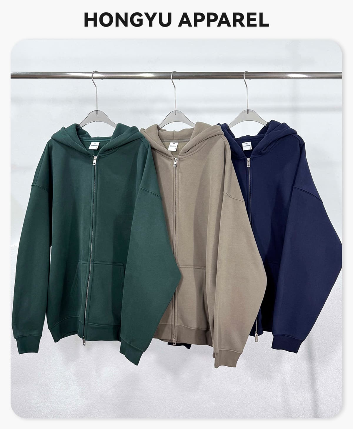 Oversized Heavy 350Gsm Fleece Zip Hoodie – detail 1