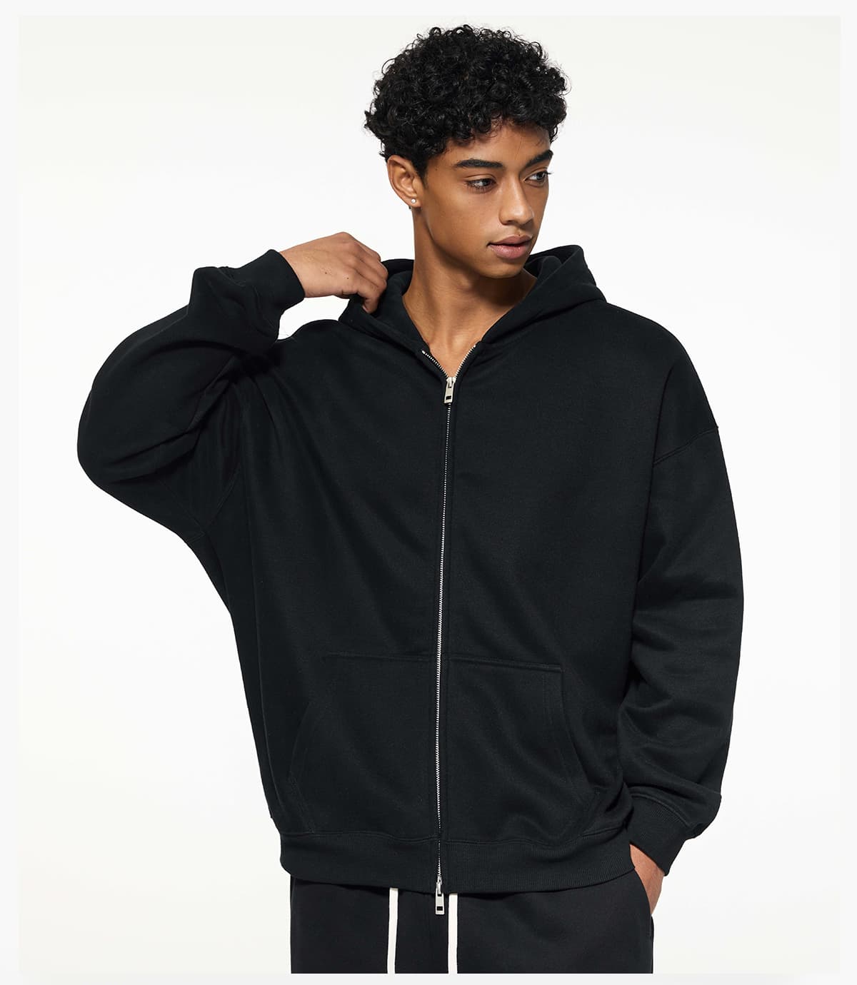 Oversized Heavy 350Gsm Fleece Zip Hoodie – detail 10