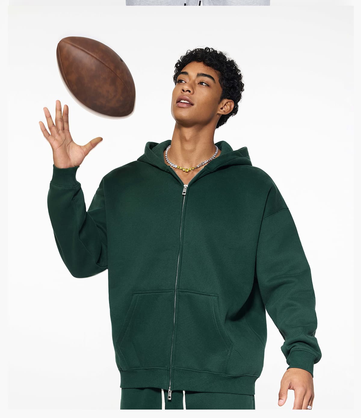 Oversized Heavy 350Gsm Fleece Zip Hoodie – detail 12