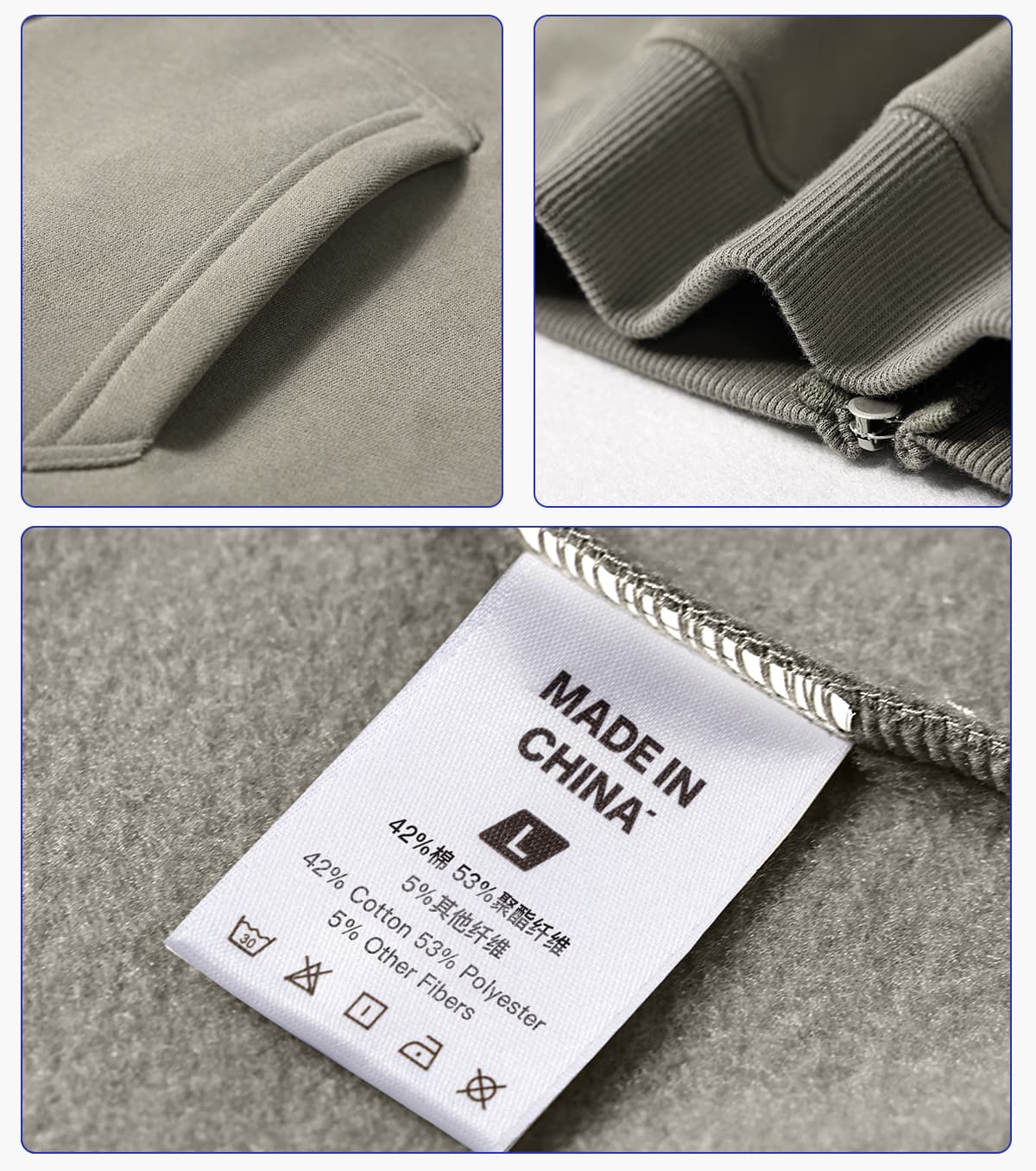 Oversized Heavy 350Gsm Fleece Zip Hoodie – detail 6