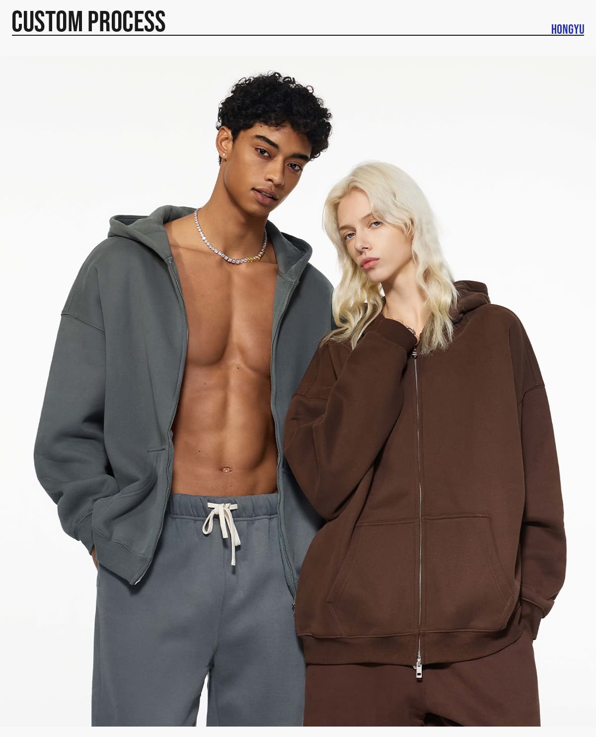 Oversized Heavy 350Gsm Fleece Zip Hoodie – detail 8
