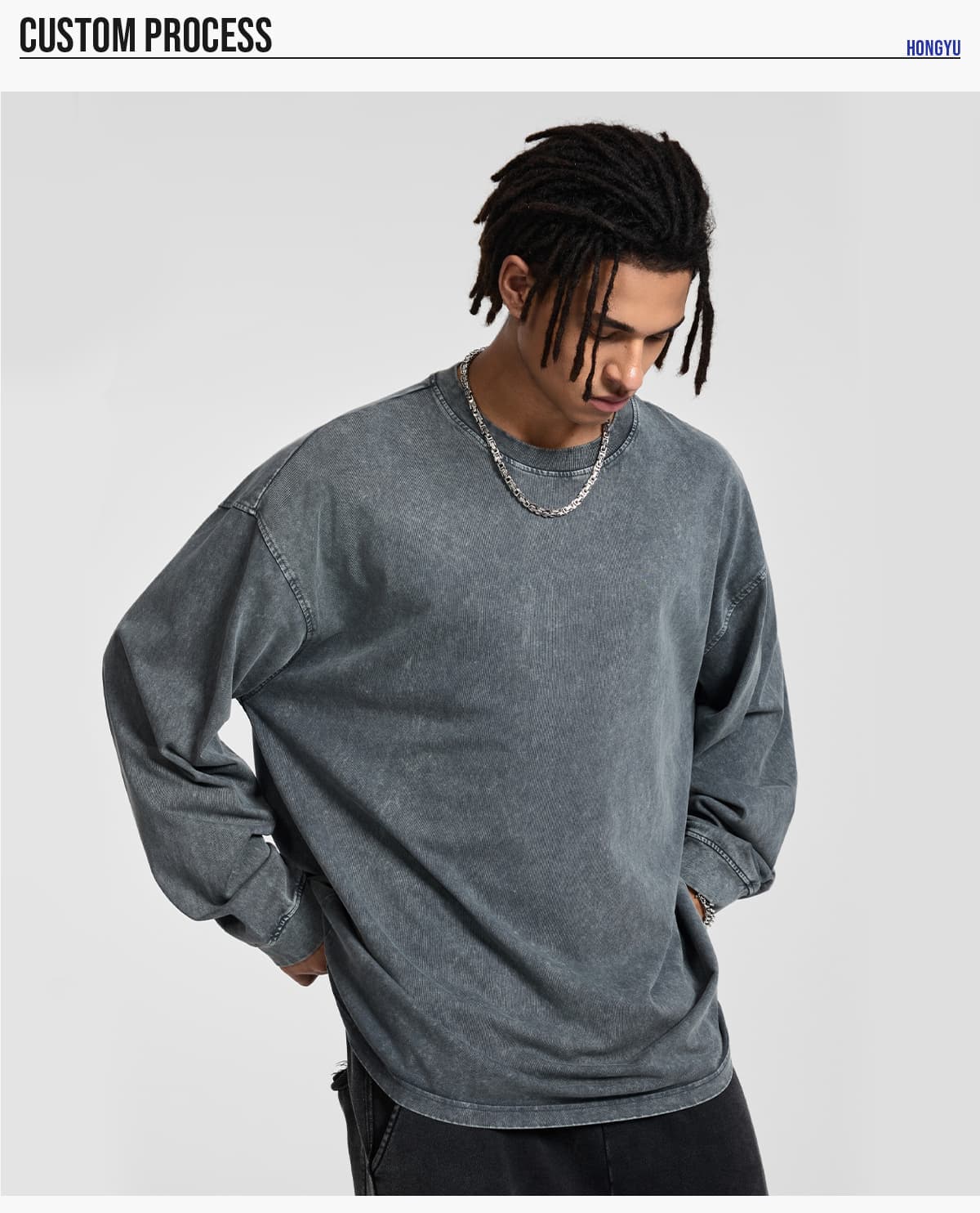 Cotton 275Gsm Oversized Acid Wash Long sleeve T-Shirt – detail 7